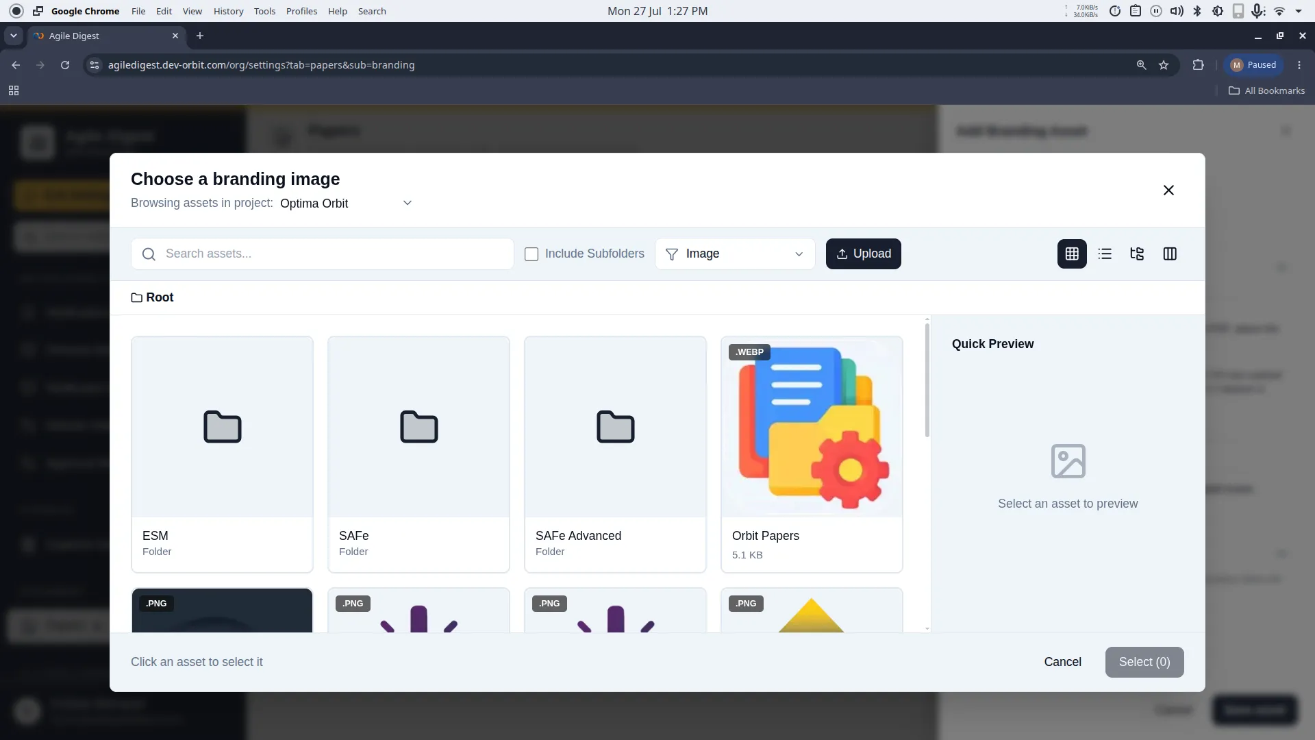 Digital Assets Modal
