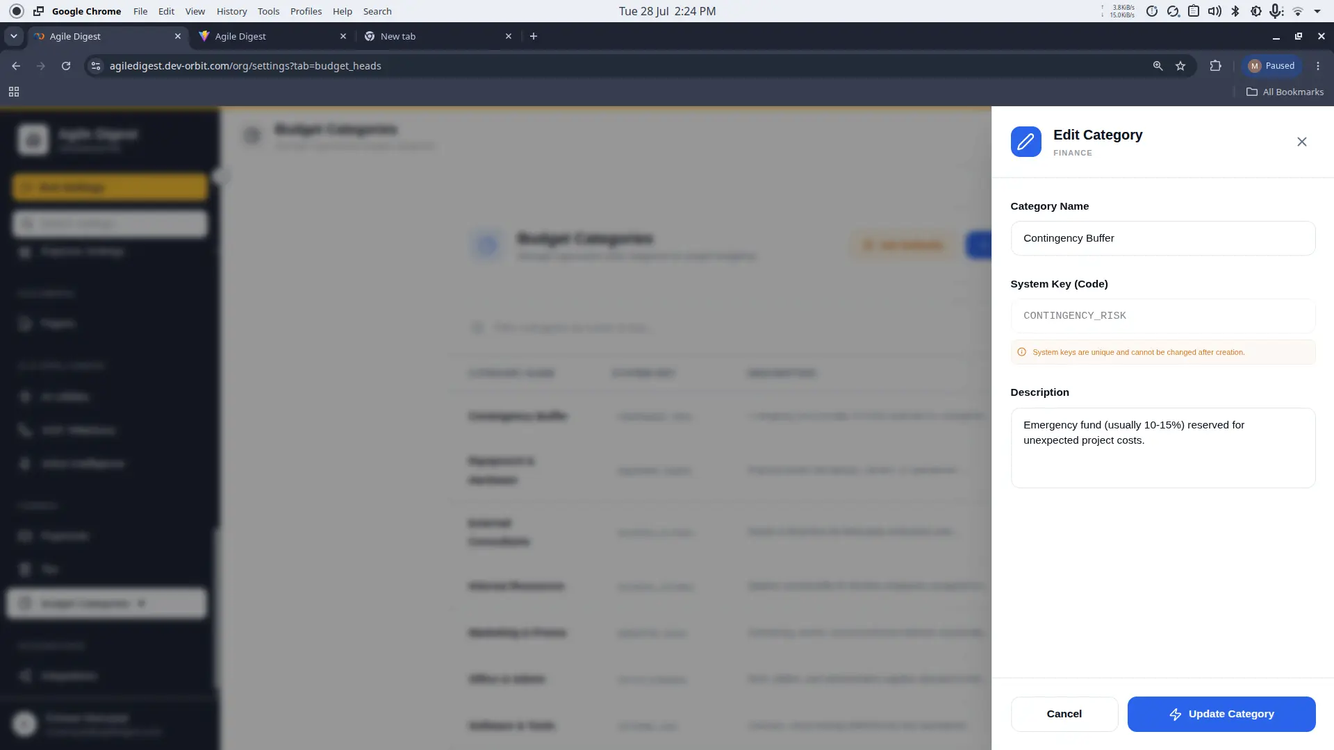 Delete Budget Category