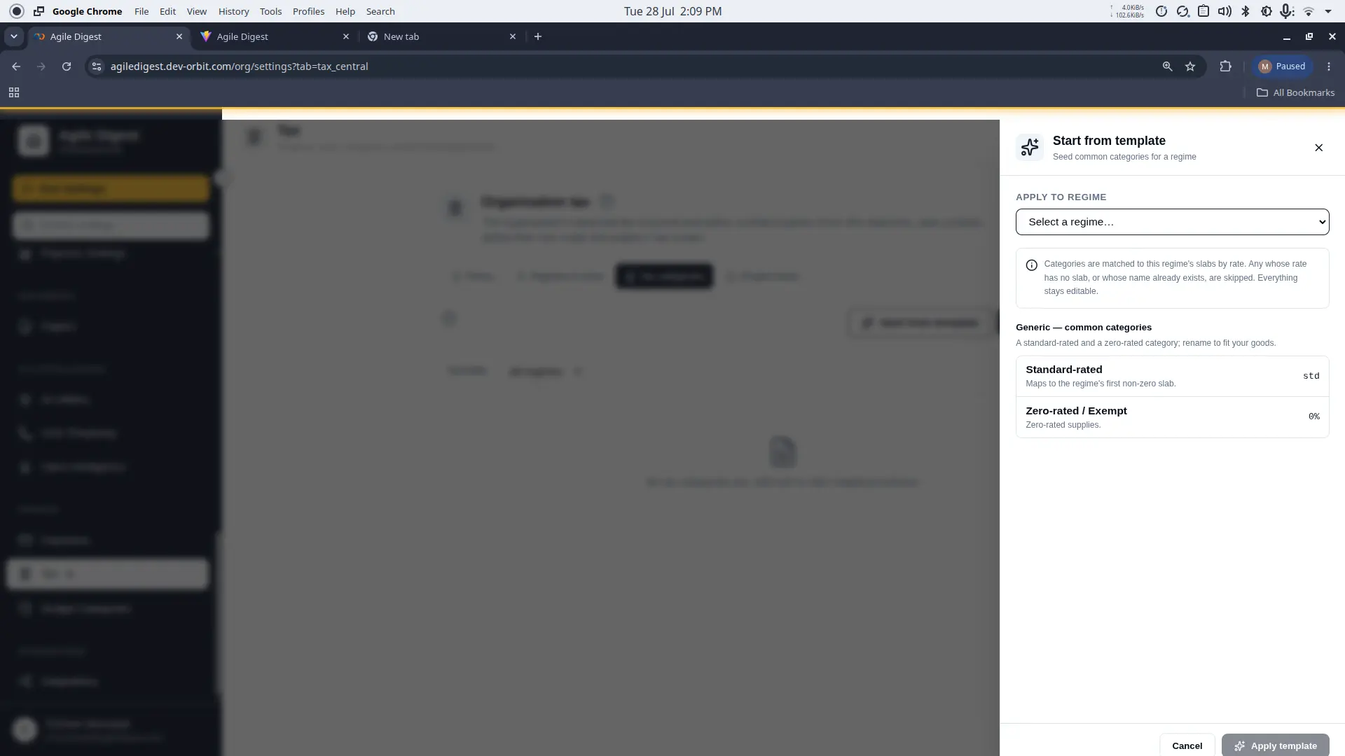 Tax Category Templates