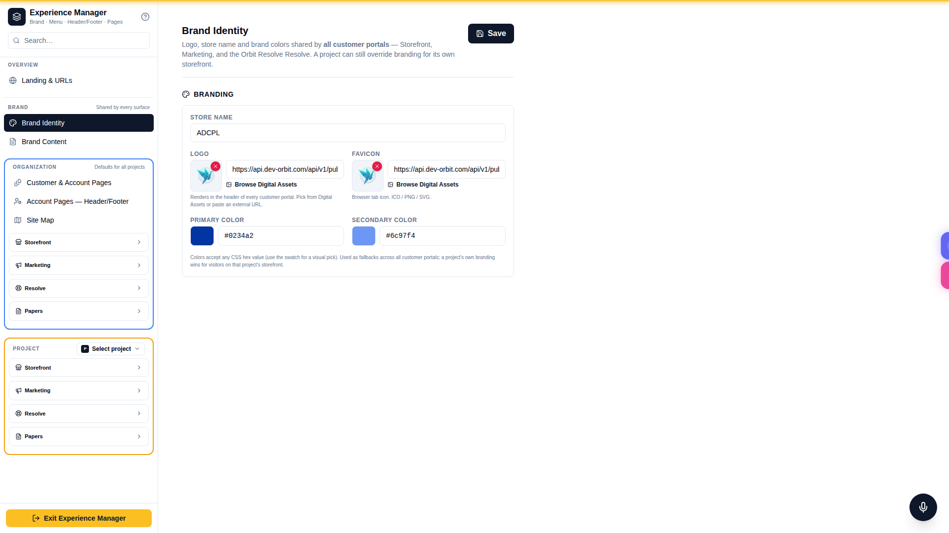 Brand Identity Visual Settings Overview